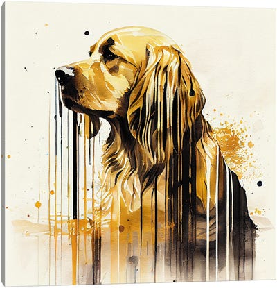 Watercolor Golden Retriever Dog Canvas Art Print - Golden Retriever Art