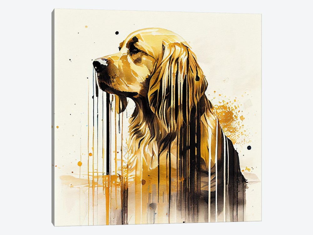 Watercolor Golden Retriever Dog by Chromatic Fusion Studio 1-piece Canvas Art