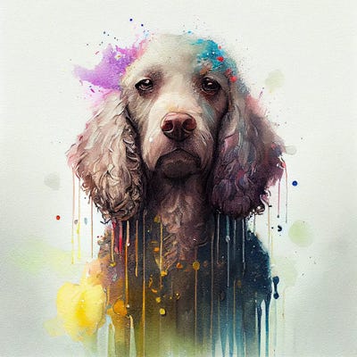 Watercolor Poodle Dog by Chromatic Fusion Studio metal wall art