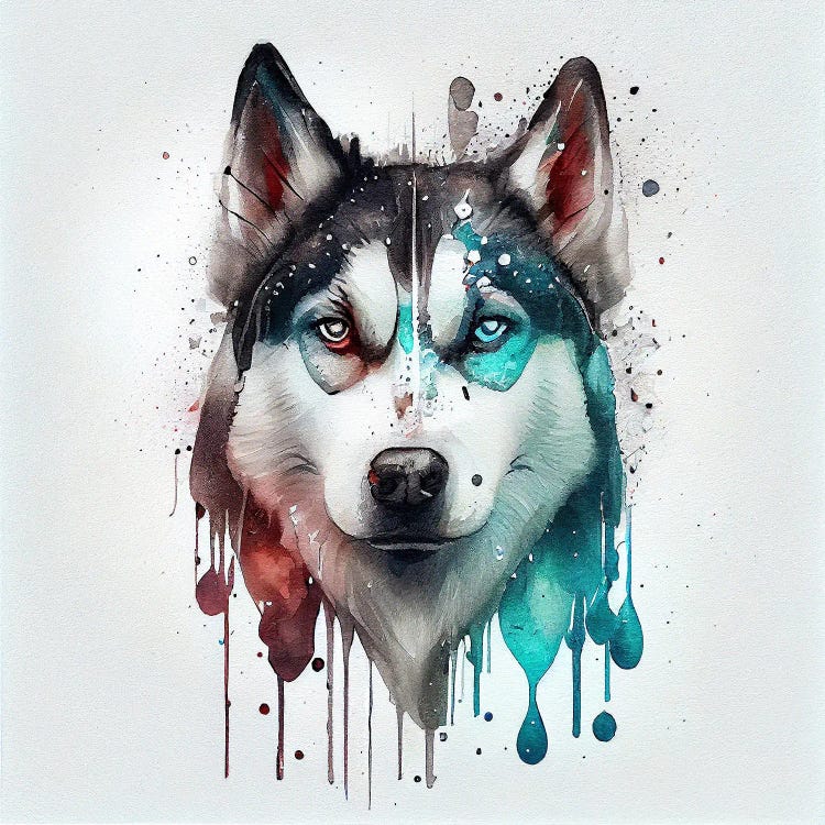 Watercolor Siberian Husky Dog I