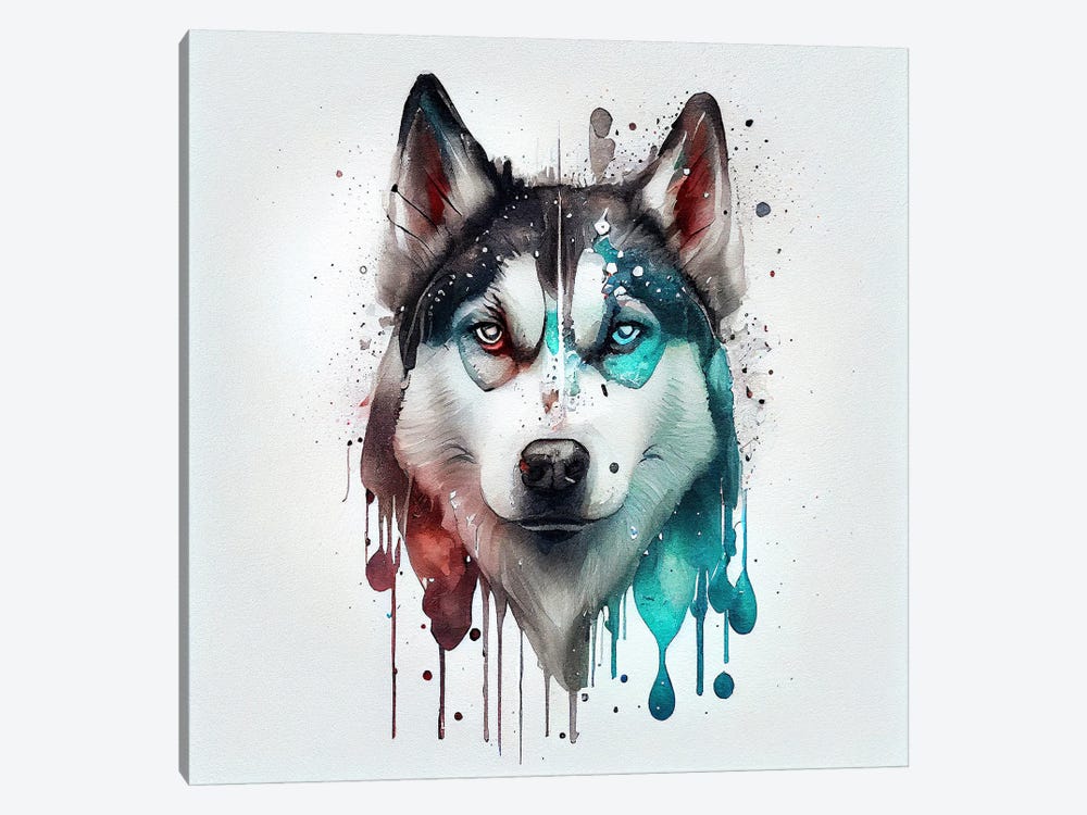 Watercolor Siberian Husky Dog I by Chromatic Fusion Studio 1-piece Canvas Artwork