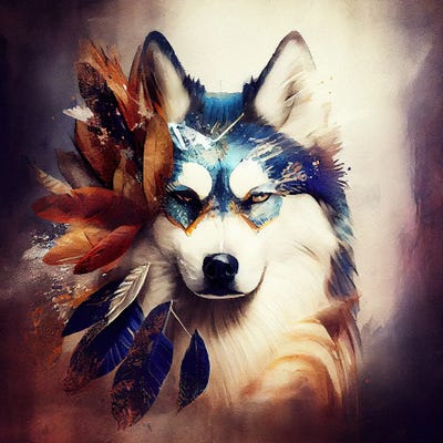 Watercolor Siberian Husky Dog II by Chromatic Fusion Studio metal wall art