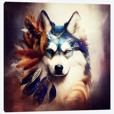 Watercolor Siberian Husky Dog II Canvas Print #CFS225} by Chromatic Fusion Studio Canvas Print