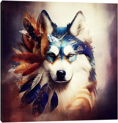 Watercolor Siberian Husky Dog II Canvas Art Print - Siberian Husky Art