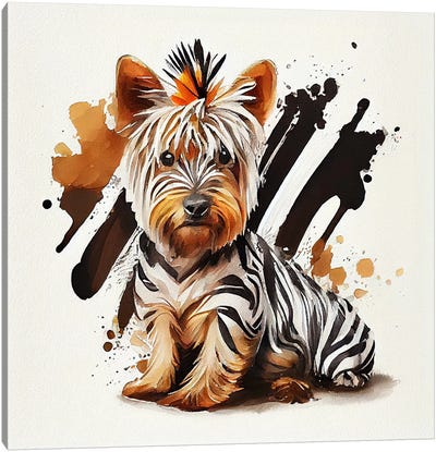 Watercolor Yorkshire Terrier Dog Canvas Art Print - Chromatic Fusion Studio