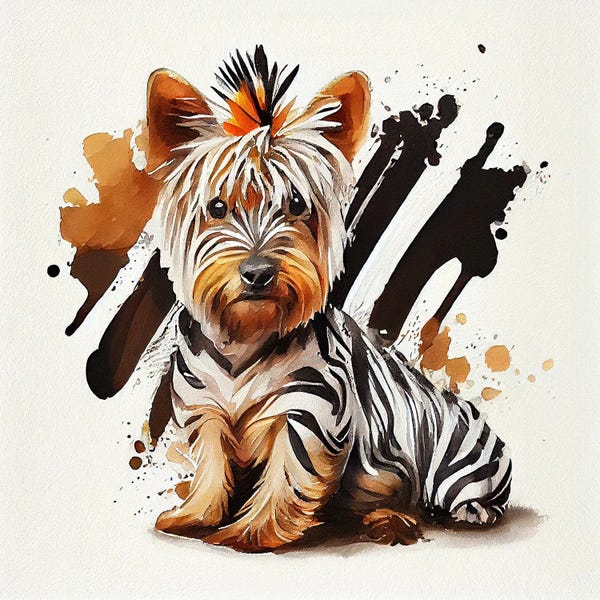 Yorkshire Terriers: Watercolor Yorkshire Terrier Dog by Chromatic Fusion Studio
