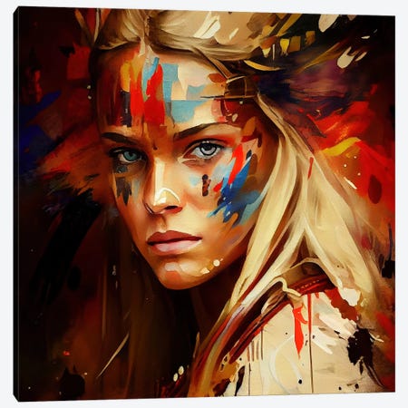 Powerful Warrior Woman VII Canvas Print #CFS228} by Chromatic Fusion Studio Canvas Artwork