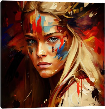 Powerful Warrior Woman VII Canvas Art Print - Chromatic Fusion Studio
