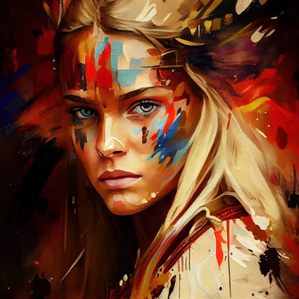 Indigenous & Native American Culture: Powerful Warrior Woman VII by Chromatic Fusion Studio