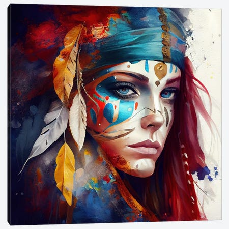 Powerful Warrior Woman IX Canvas Print #CFS230} by Chromatic Fusion Studio Art Print