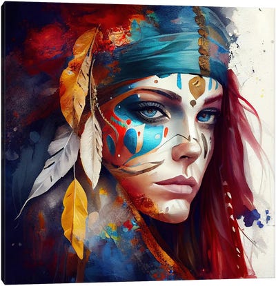 Powerful Warrior Woman IX Canvas Art Print - Chromatic Fusion Studio
