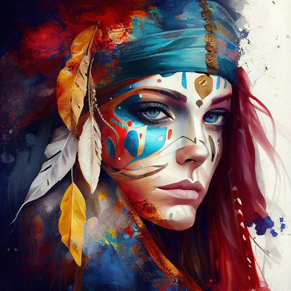 Indigenous & Native American Culture: Powerful Warrior Woman IX by Chromatic Fusion Studio