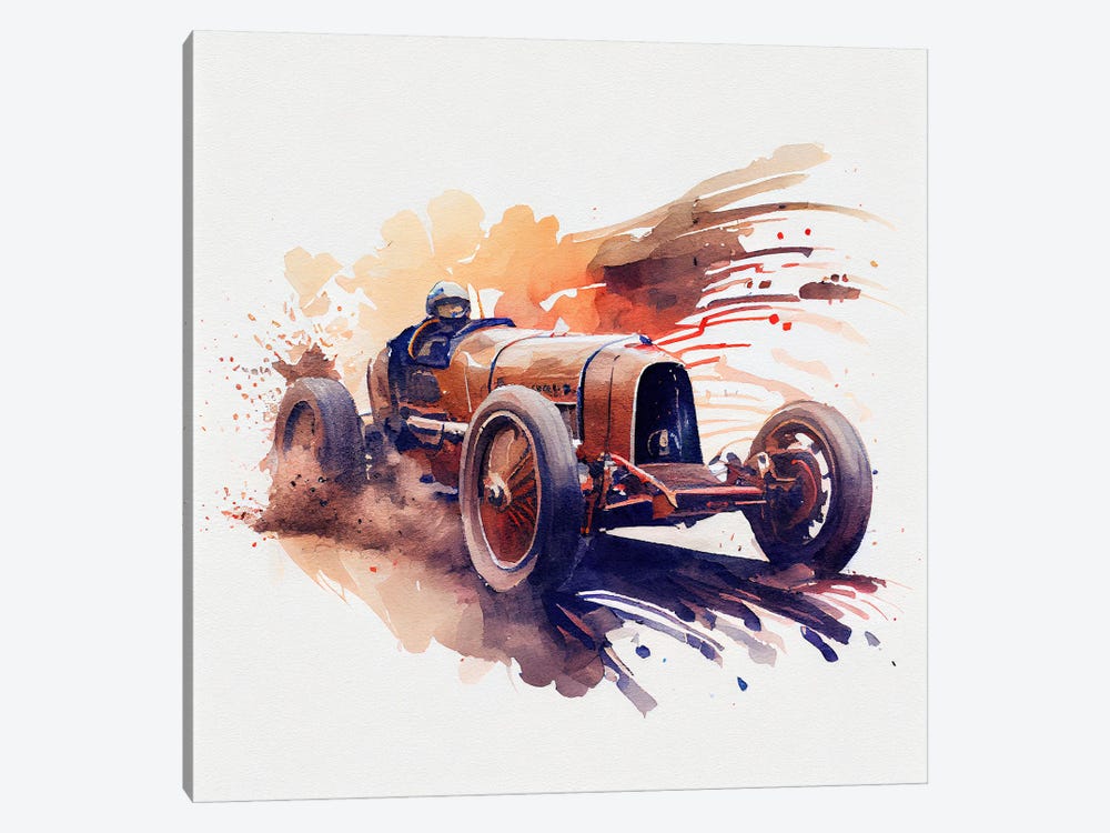 Watercolor Vintage Race Car III by Chromatic Fusion Studio 1-piece Canvas Artwork