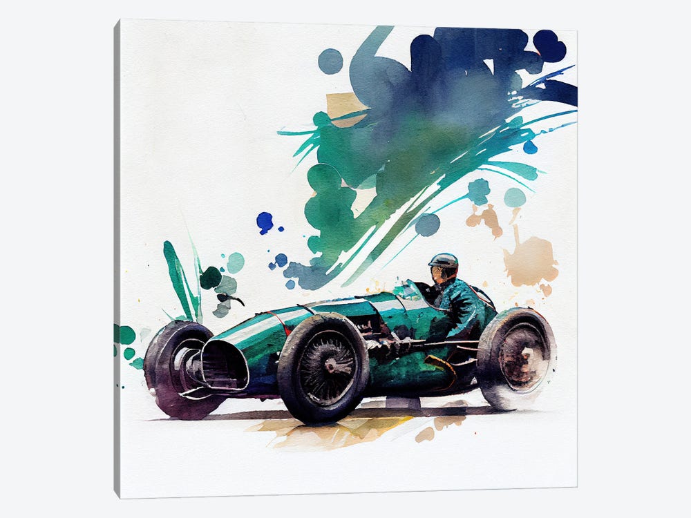 Watercolor Vintage Race Car IV by Chromatic Fusion Studio 1-piece Canvas Print