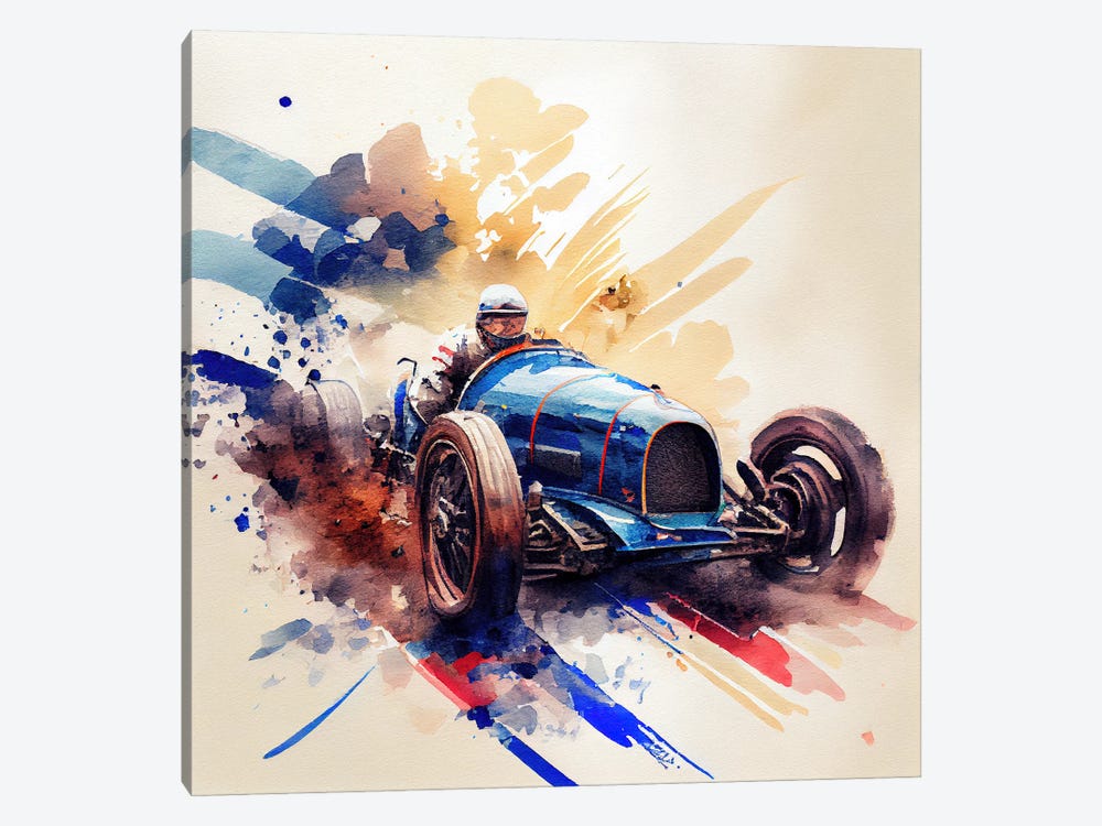 Watercolor Vintage Race Car V by Chromatic Fusion Studio 1-piece Canvas Wall Art