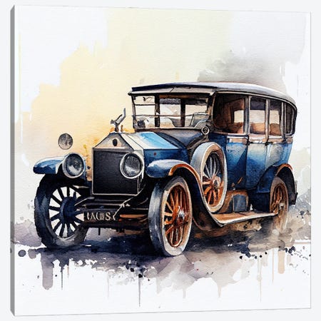 Watercolor Vintage Car IV Canvas Print #CFS246} by Chromatic Fusion Studio Canvas Print