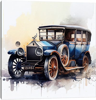 Watercolor Vintage Car IV Canvas Art Print - Chromatic Fusion Studio