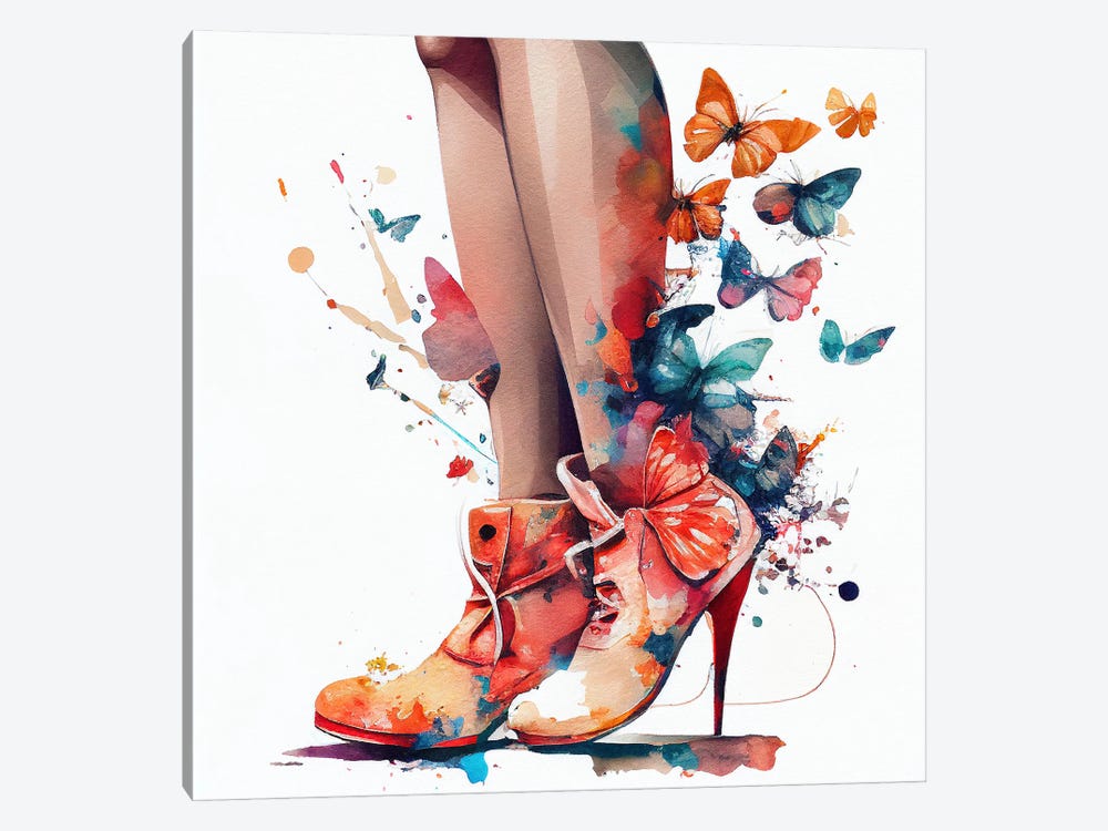 Watercolor Butterfly Woman Legs I by Chromatic Fusion Studio 1-piece Art Print
