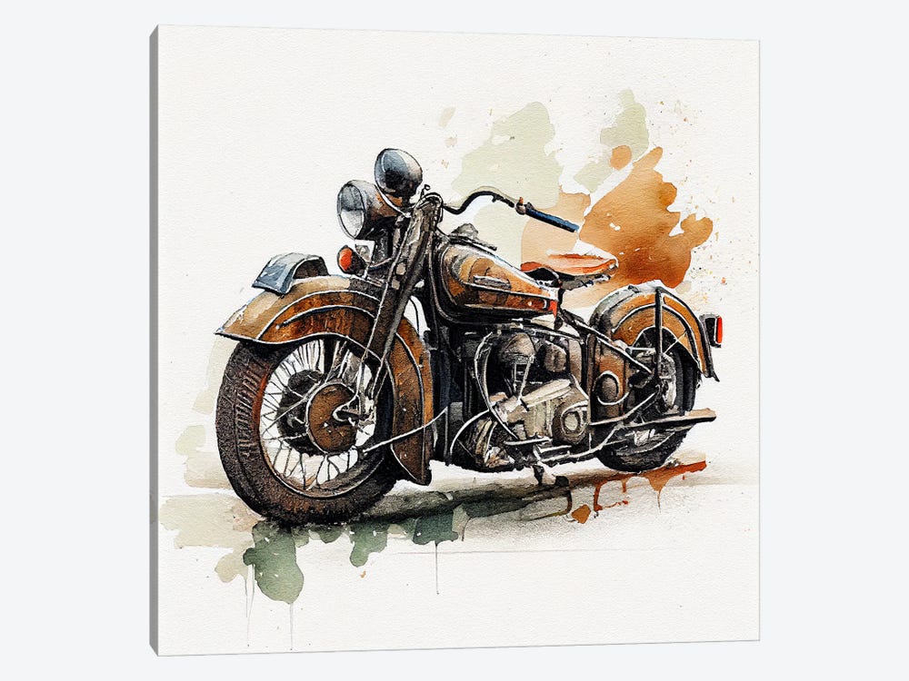 Watercolor Vintage Motorcycle I by Chromatic Fusion Studio 1-piece Art Print