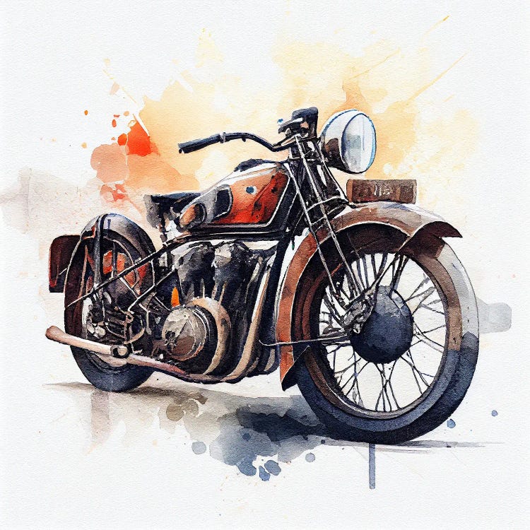 Watercolor Vintage Motorcycle V