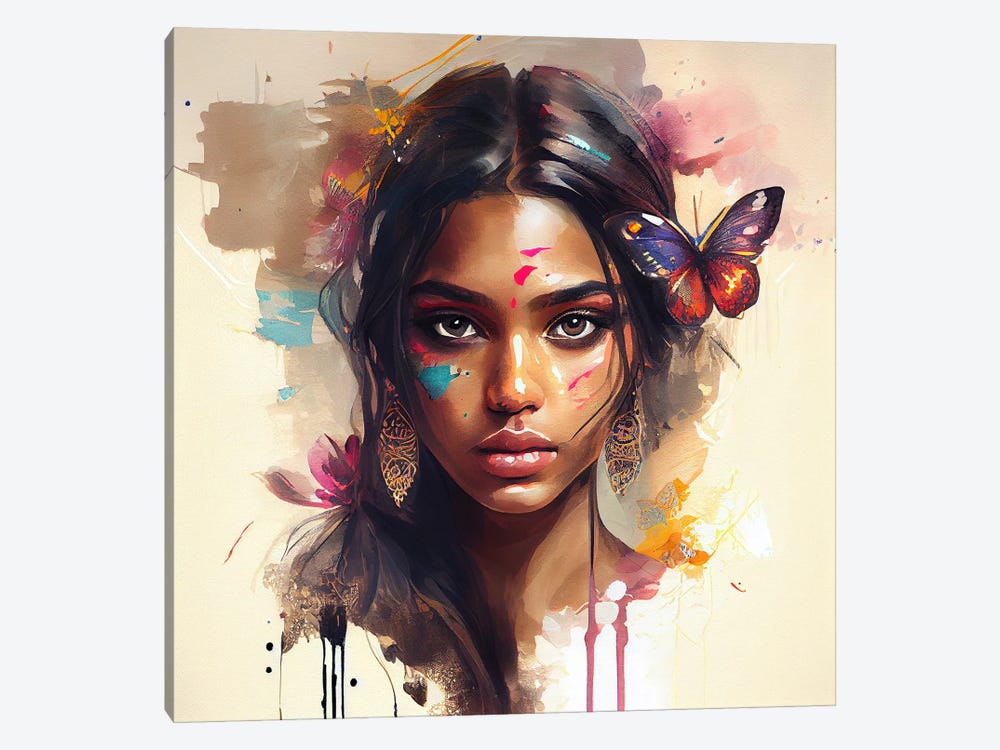 Watercolor Hindu Woman I by Chromatic Fusion Studio 1-piece Canvas Artwork