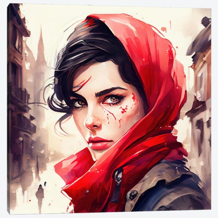 Modern Little Red Riding Hood Canvas Print #CFS259} by Chromatic Fusion Studio Canvas Print