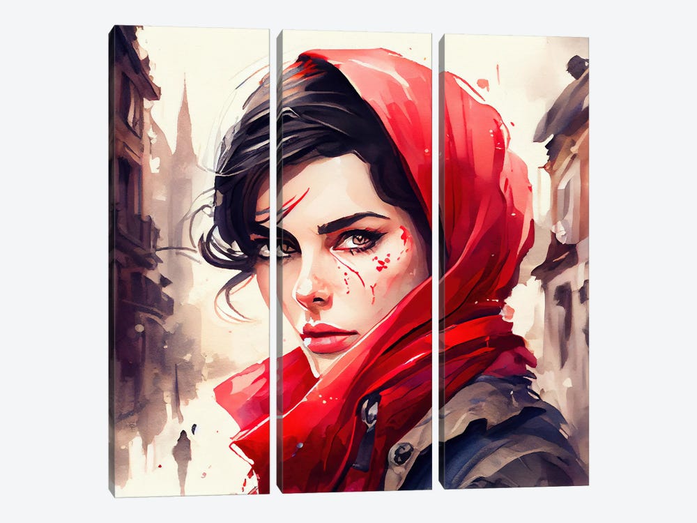 Modern Little Red Riding Hood by Chromatic Fusion Studio 3-piece Canvas Artwork