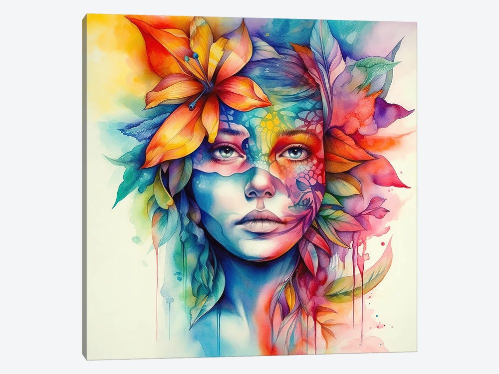 Watercolor Tropical Woman XX by Chromatic Fusion Studio 1-piece Canvas Art