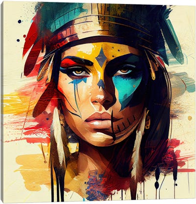 Powerful Egyptian Warrior Woman I Canvas Art Print - Chromatic Fusion Studio