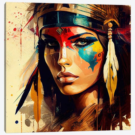 Powerful Egyptian Warrior Woman II Canvas Print #CFS272} by Chromatic Fusion Studio Canvas Art Print