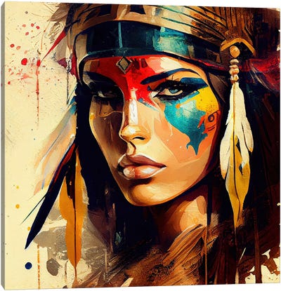 Powerful Egyptian Warrior Woman II Canvas Art Print - Chromatic Fusion Studio