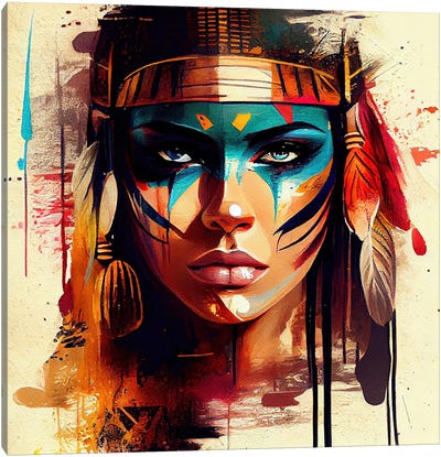 Powerful Egyptian Warrior Woman III Canvas Art Print - Chromatic Fusion Studio