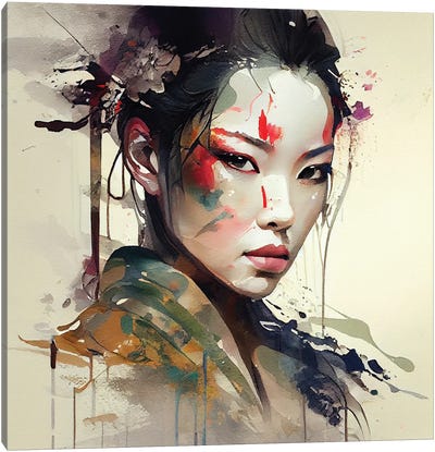 Powerful Warrior Geisha I Canvas Art Print - Geisha