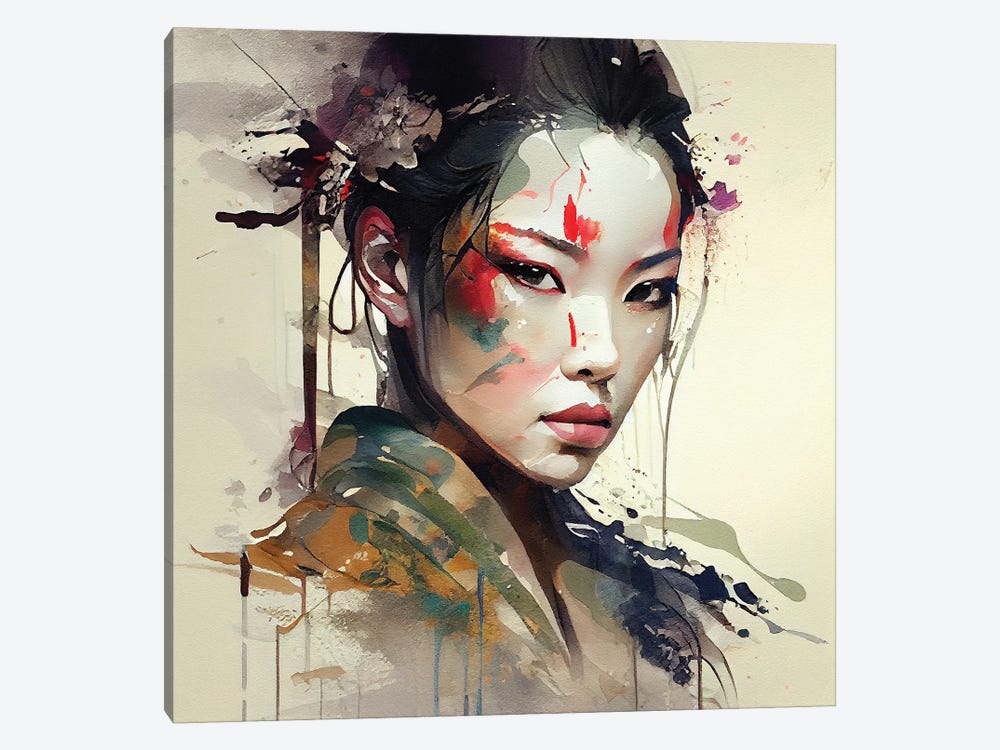 Powerful Warrior Geisha I by Chromatic Fusion Studio 1-piece Canvas Wall Art