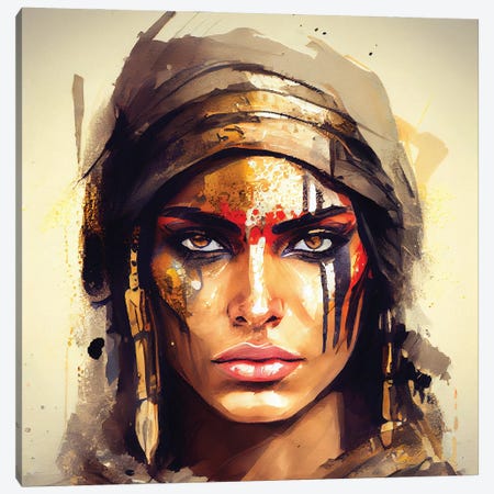Powerful Egyptian Warrior Woman IV Canvas Print #CFS276} by Chromatic Fusion Studio Canvas Art