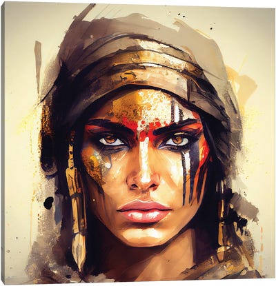 Powerful Egyptian Warrior Woman IV Canvas Art Print - Chromatic Fusion Studio