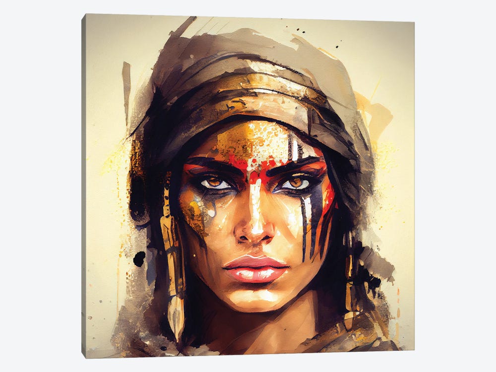 Powerful Egyptian Warrior Woman IV by Chromatic Fusion Studio 1-piece Canvas Print