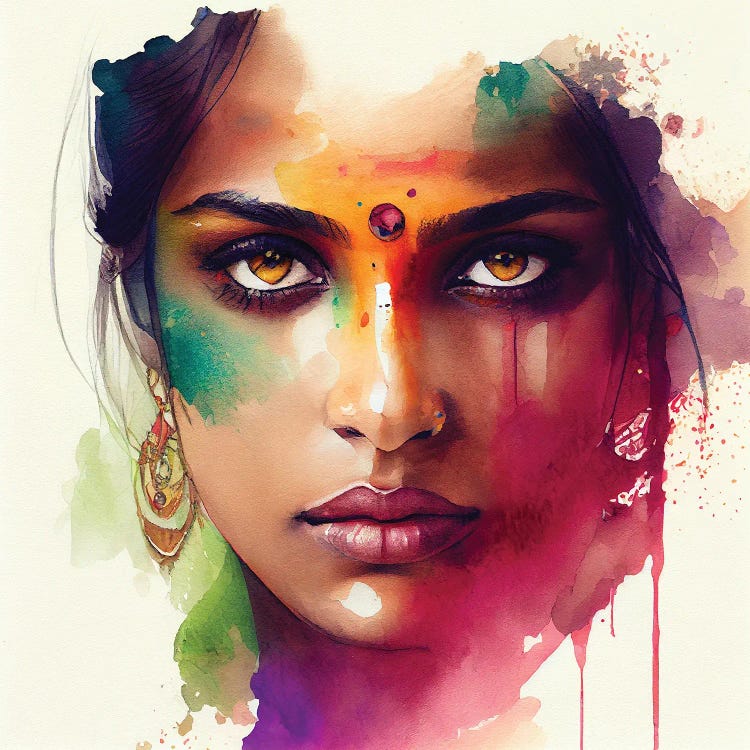 Watercolor Hindu Woman II