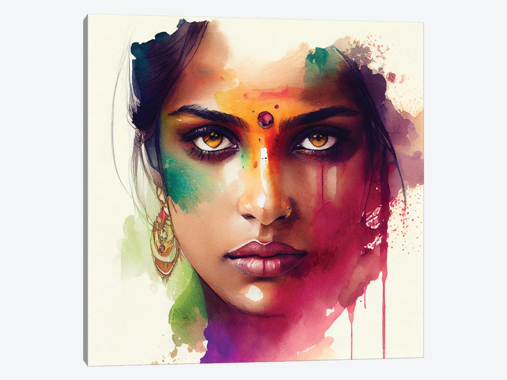 Watercolor Hindu Woman II by Chromatic Fusion Studio 1-piece Canvas Wall Art