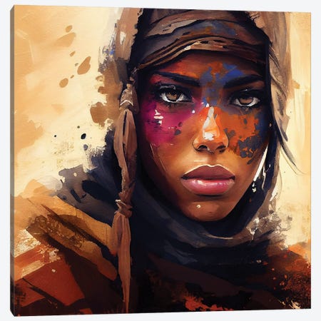 Powerful Tuareg Woman II Canvas Print #CFS280} by Chromatic Fusion Studio Canvas Artwork