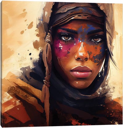 Powerful Tuareg Woman II Canvas Art Print - Chromatic Fusion Studio
