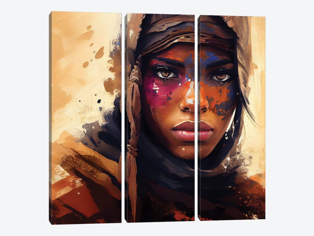 Powerful Tuareg Woman II by Chromatic Fusion Studio 3-piece Canvas Artwork