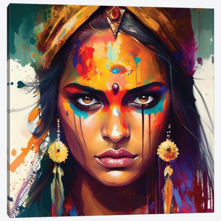 Powerful Hindu Woman I Canvas Print #CFS282} by Chromatic Fusion Studio Canvas Wall Art