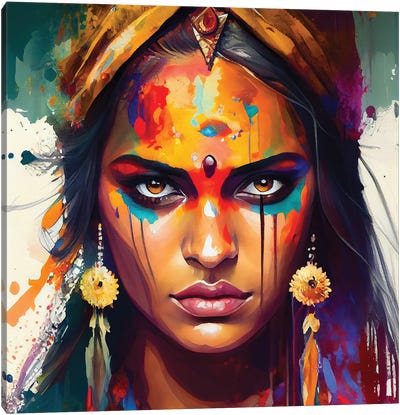 Powerful Hindu Woman I Canvas Art Print - Chromatic Fusion Studio