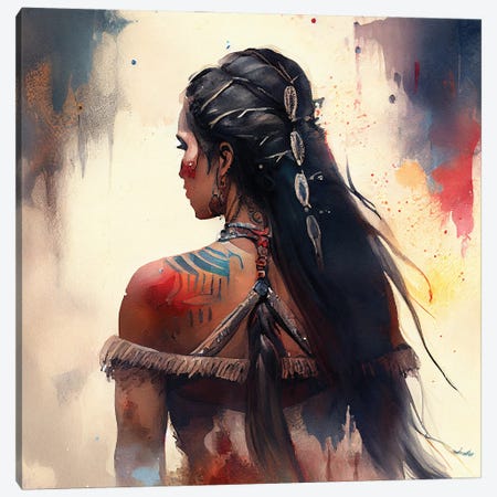 Powerful Warrior Back Woman II Canvas Print #CFS284} by Chromatic Fusion Studio Canvas Art Print