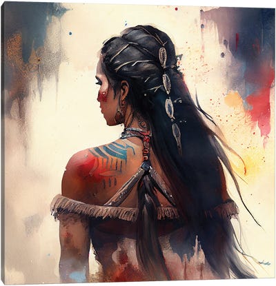 Powerful Warrior Back Woman II Canvas Art Print - Chromatic Fusion Studio