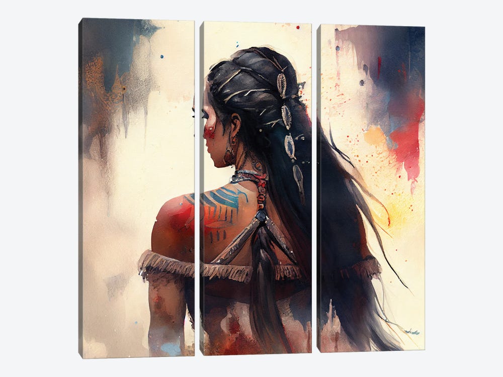 Powerful Warrior Back Woman II by Chromatic Fusion Studio 3-piece Canvas Artwork