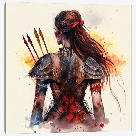 Powerful Warrior Back Woman III Canvas Print #CFS285} by Chromatic Fusion Studio Art Print