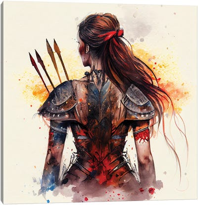 Powerful Warrior Back Woman III Canvas Art Print - Chromatic Fusion Studio