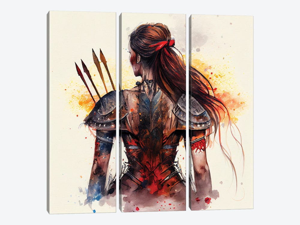 Powerful Warrior Back Woman III by Chromatic Fusion Studio 3-piece Art Print